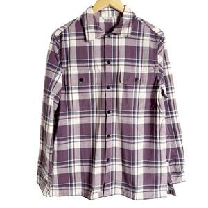 AYR The Captain Madras Purple Rain Plaid Long Sleeve Button Up Shirt Size Medium